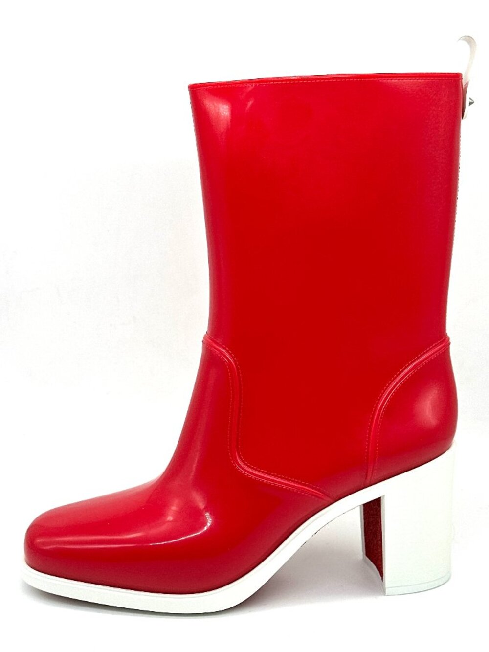 Christian Louboutin LOUBIRAIN 70 PVC Rubber Rain Rainboots Block Heel Boots - Picture 2 of 14